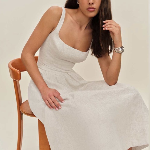 Reformation Janu Linen Dress Oatmeal